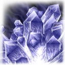 A cluster of raw, bluish-purple Lumite crystals